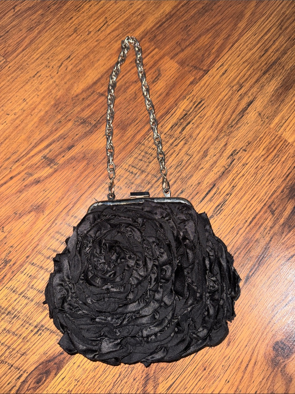 Black Floral Evening Clutch with Chain Handle 43.PB.3